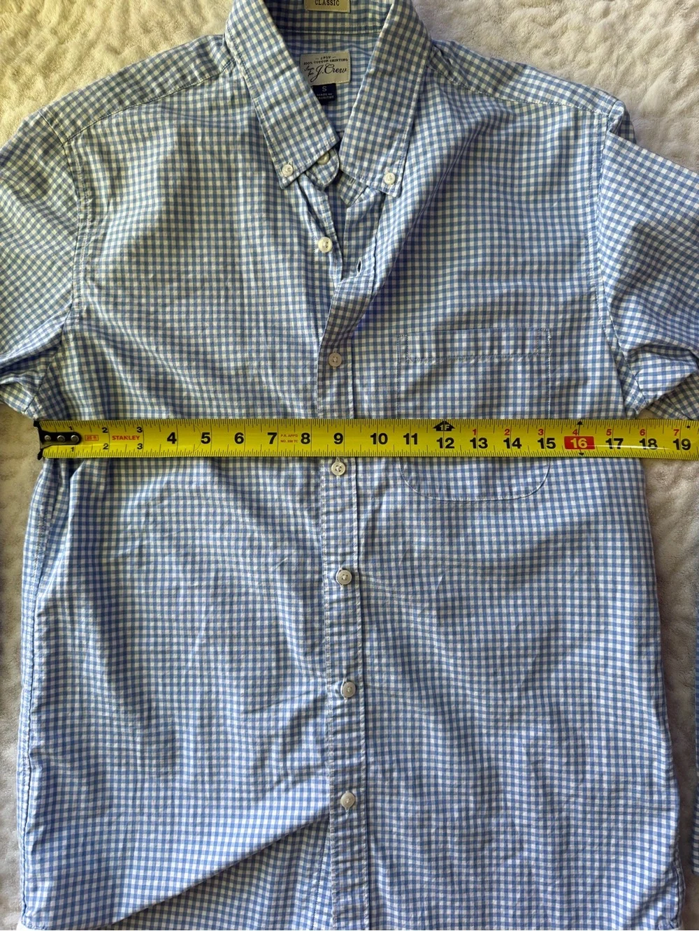 J.Crew Classic Men’s Blue Gingham Check Button Down Shirt Size Small 100% Cotton
